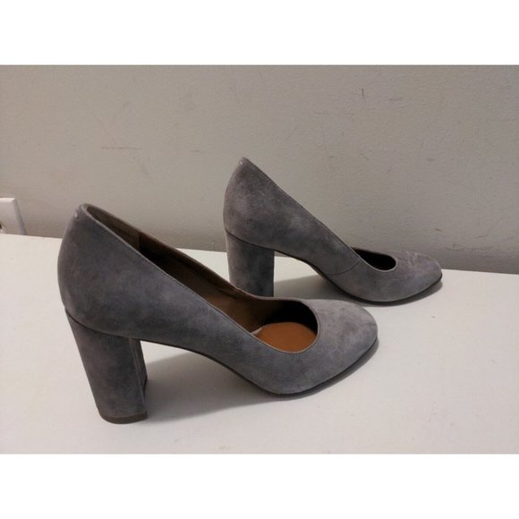 Franco Sarto Women's Suede Leather Block Heels A Aziza Gray - Picture 6 of 8